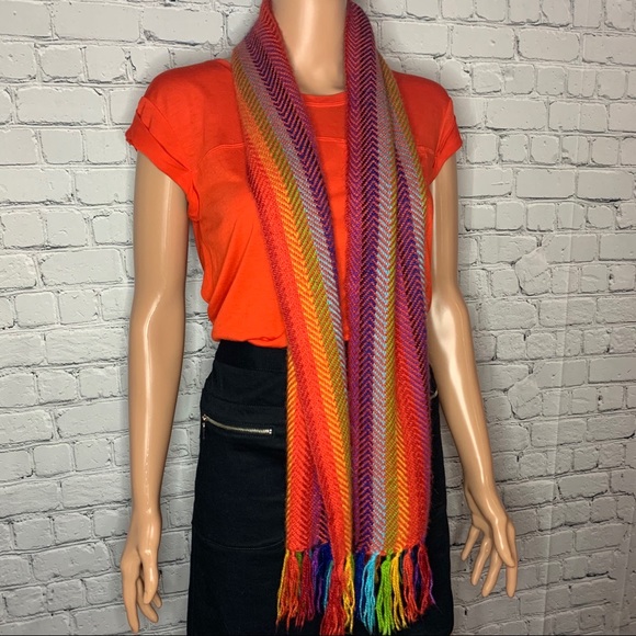 Mye Alpaca Accessories - Alpaca Scarf in Rainbow Design from Peru